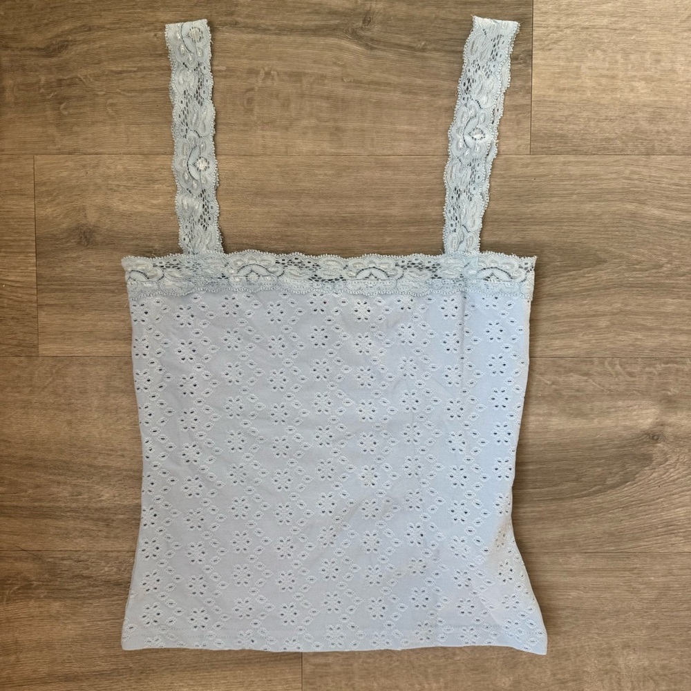 Edikted Lace Strap Eyelet Camisole - Light Blue